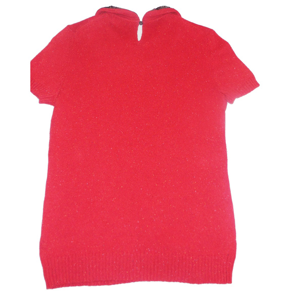 Tommy Hilfiger Sweater Small Petite Red Sequin short sleeve knit top - Picture 3 of 3